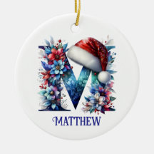 M Nombre Ornamento de Navidad