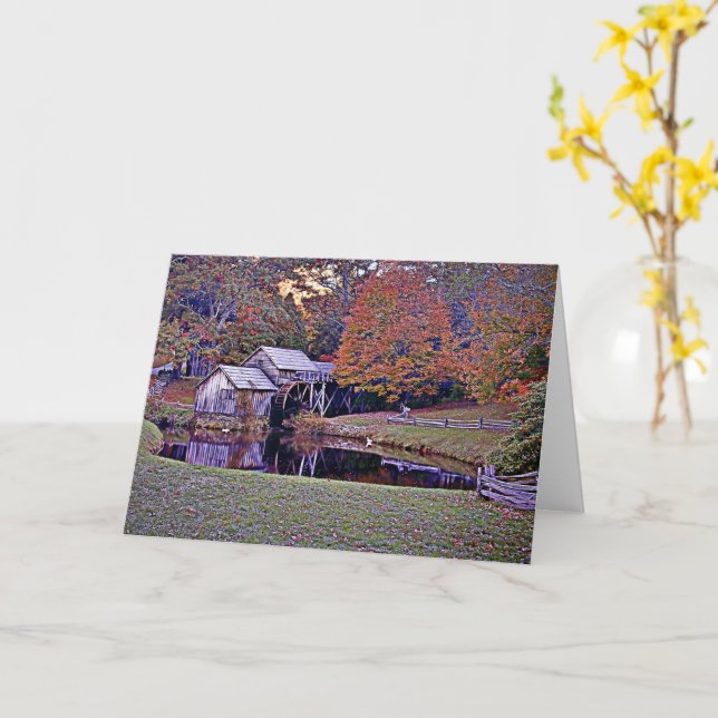 Mabry Mill en la tarjeta de saludo de otoño (flor amarilla)