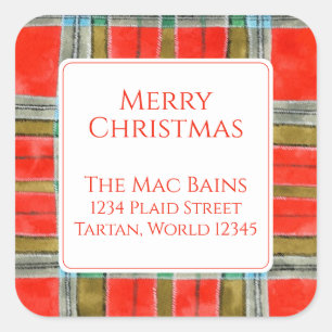 MAC BAIN TARTAN Sellos de direcciones cuadradas gr