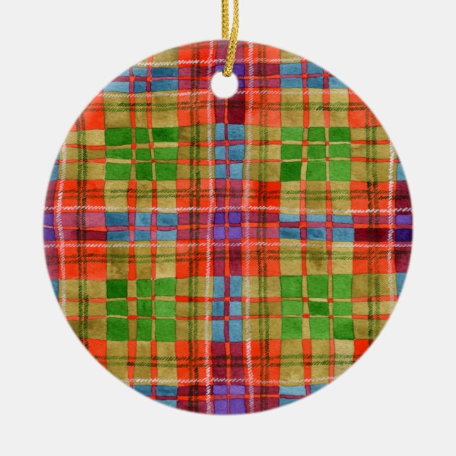 MAC RAE TARTAN Ornamento de Círculo Cerámico (Frente)