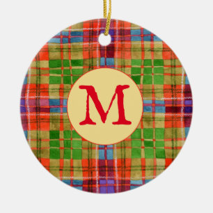 MAC RAE TARTAN Ornamento de Círculo Cerámico + Ini