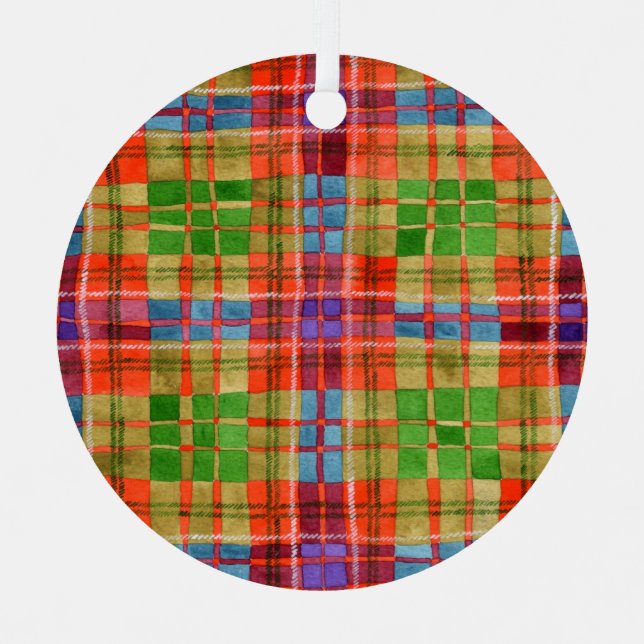 MAC RAE TARTAN Ornamento Metalizado de Círculo (Anverso)