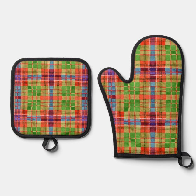 MAC RAE TARTAN Oven Mitt & Pot Holder Set (Anverso)