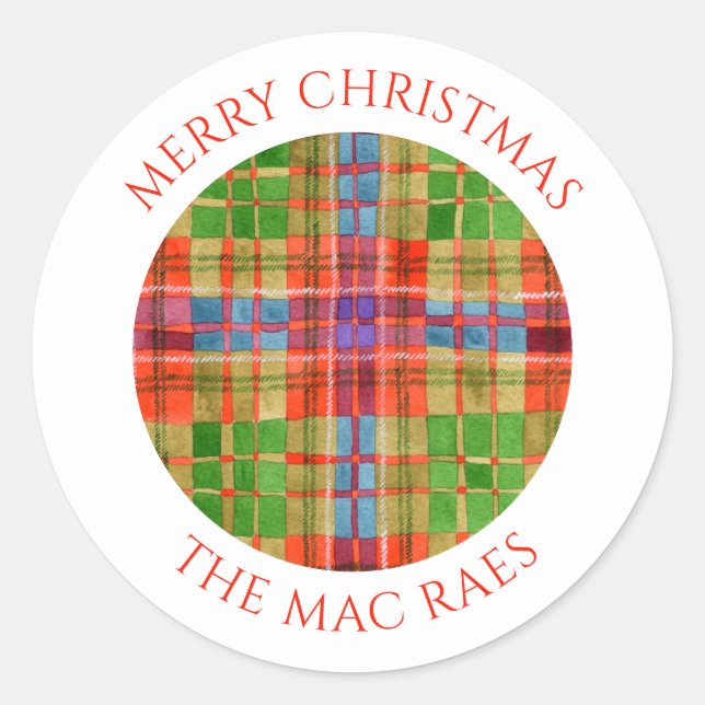 MAC RAE TARTAN Pequeños Sellos para sobres redondo (Anverso)