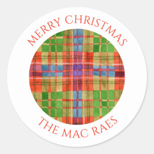 MAC RAE TARTAN Pequeños Sellos para sobres redondo