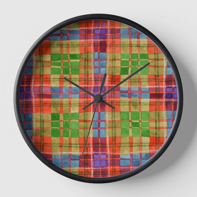 MAC RAE TARTAN redondo reloj de pared de madera ne (Anverso)
