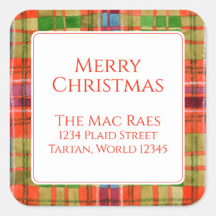 MAC RAE TARTAN Sellos de direcciones cuadradas gra