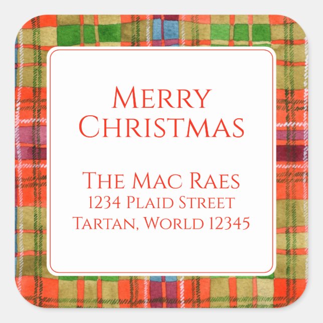 MAC RAE TARTAN Sellos de direcciones cuadradas gra (Anverso)