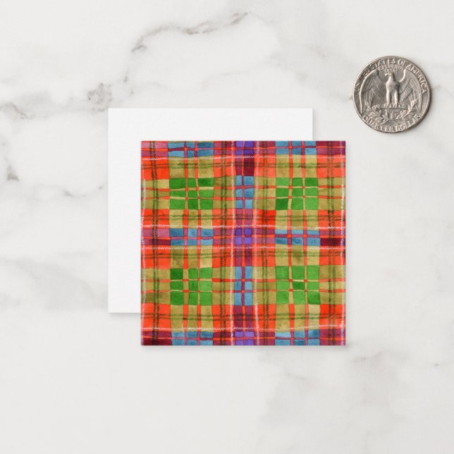 MAC RAE TARTAN Tarjeta plana cuadrada de 2,5" (Anverso/Reverso In Situ)