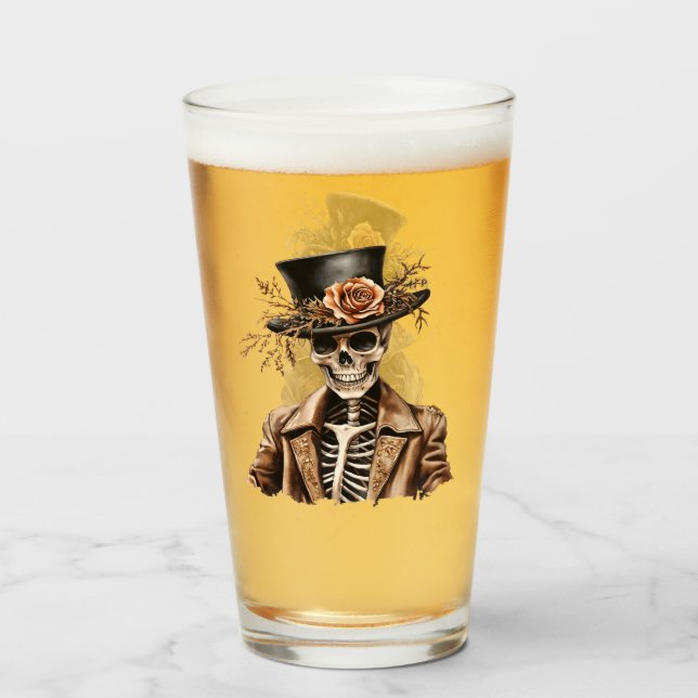 Macabre Naranja y morado acuarela Skeleton (Anverso (lleno))
