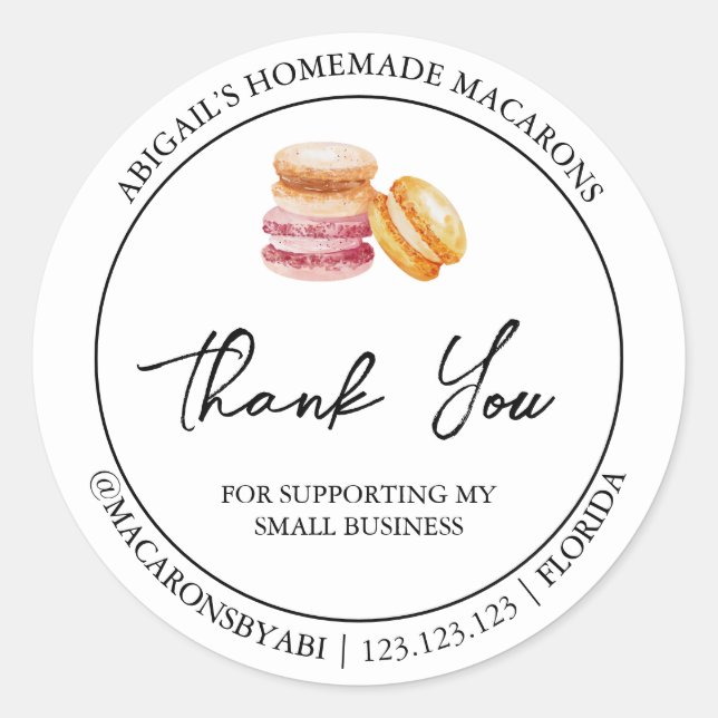Macaron casero simple etiqueta de agradecimiento (Anverso)