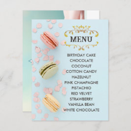 Macarones Azules Elegantes Menú Flavors Postcard