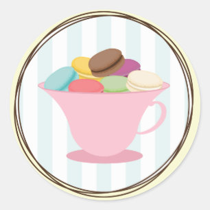 Macarones Franceses En Pegatina De La Copa De Té R