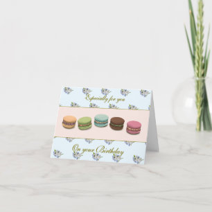 Macarones y flores Elegante tarjeta de cumpleaños
