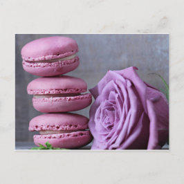 Macarons rosados Rosa morado postal pastelería fra