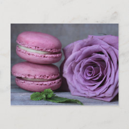 Macarons rosados Rosa morado postal pastelería fra