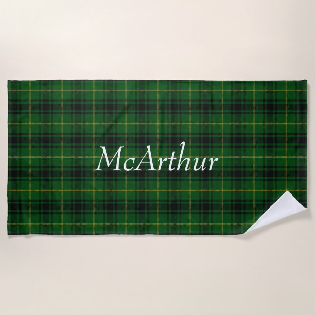 MacArthur Tartan Plaid Beach Toalla (Anverso)