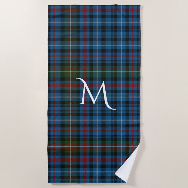 MacDonald Tartan Plaid Monogrammed Beach Toalla (Anverso)