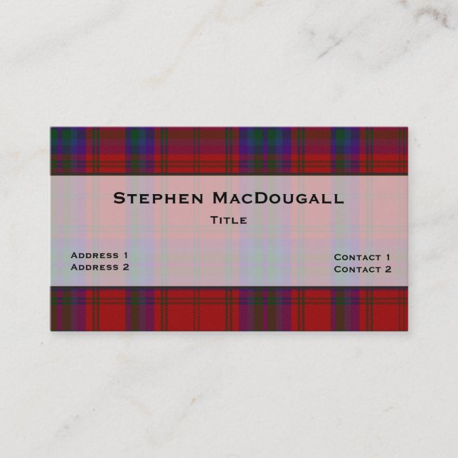 MacDougall Tartan Plaid Personalizado tarjeta de v (Anverso)