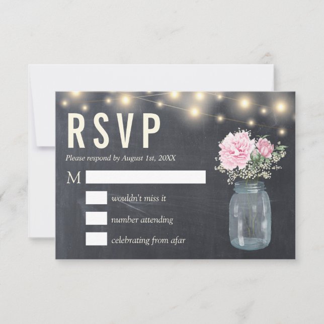 Maceta de Chalkboard Peony Floral Mason | Tarjeta  (Anverso)