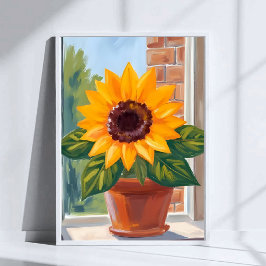 Maceta de girasol amarillo Arte acuarela floral