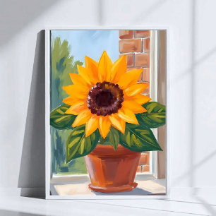 Maceta de girasol amarillo Arte acuarela floral