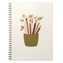 Maceta de lápices florales Estudio Cuaderno estéti