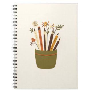 Maceta de lápices florales Estudio Cuaderno estéti