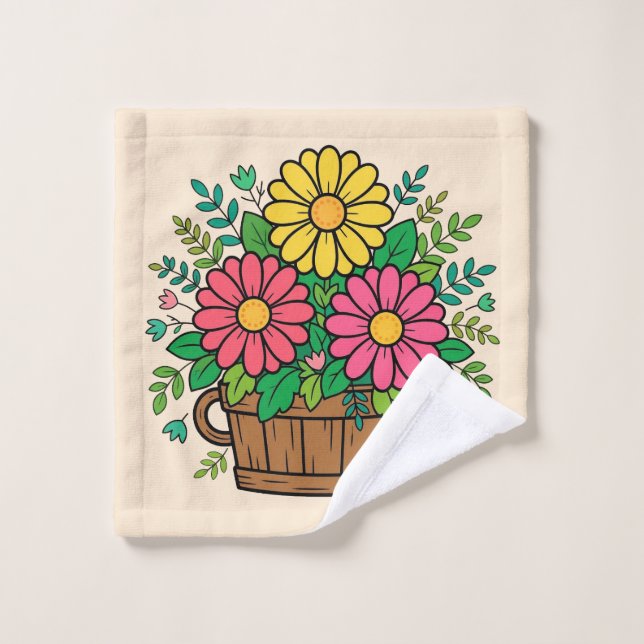 Maceta De Madera Floral Alegre Retro  (Toallita)