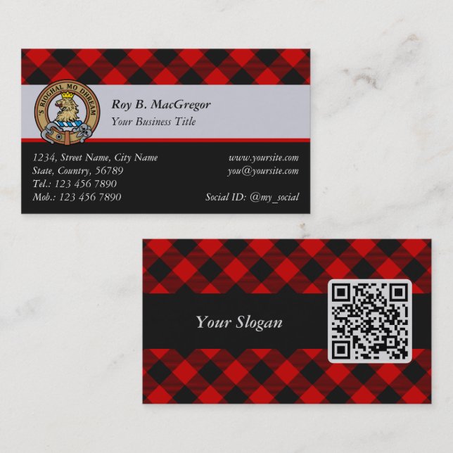 MacGregor Rob Roy Tartan Tarjeta de Negocios (Anverso / Reverso)