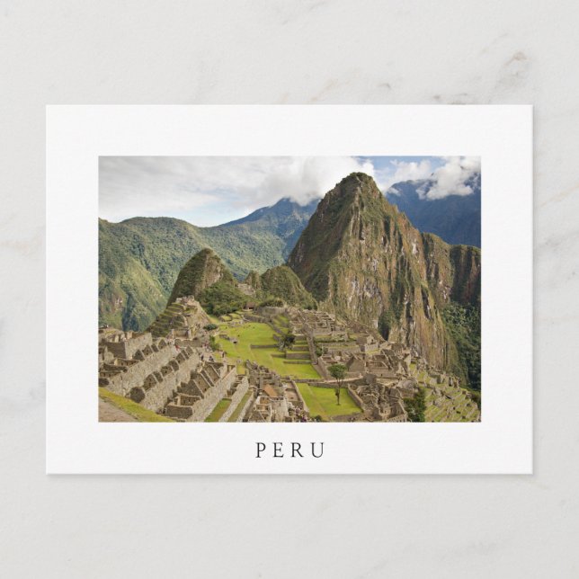 Machu Picchu, ciudad inca en Perú postal blanca (Anverso)