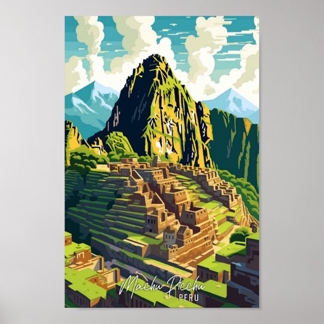 Machu Picchu Ilustracion de Viajes de Arte de Perú (Frente)