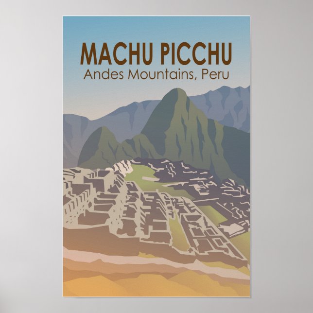 Machu Picchu Perú Arte de Viaje Vintage (Frente)