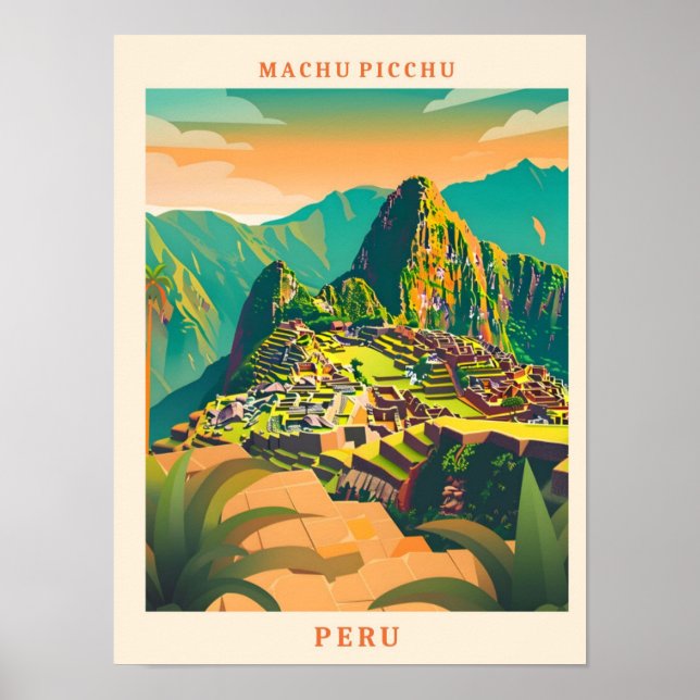 Machu Picchu Perú Elegante Viaje de Arte Vintage (Frente)
