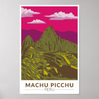 Machu Picchu Perú Retro de arte de viajes