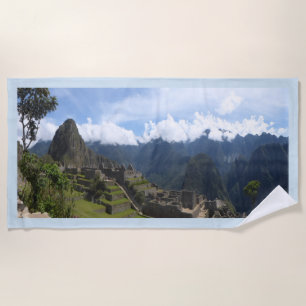 Machu Picchu Perú, toalla de playa azul de la