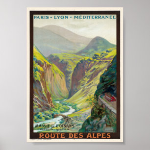 Macizo de Oisans Francia Póster Antiguo 1900