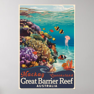 Mackay Gran Barrera de Coral Arte de Viaje Vintage