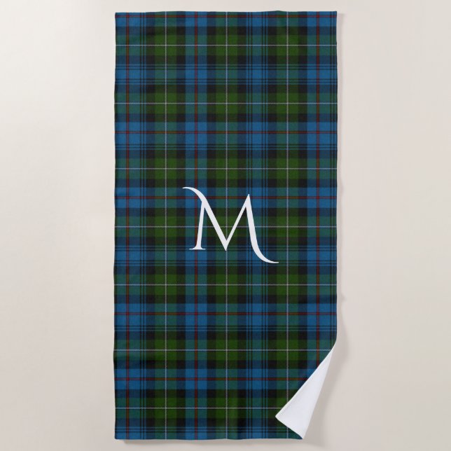 MacKenzie Tartan Plaid Monogrammed Beach Toalla (Anverso)