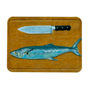 Mackerel sobre la tabla de corte imán flexible