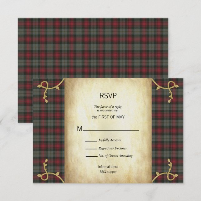 MacLachlan Scottish Tartan Garden Wedding RSVP (Anverso / Reverso)