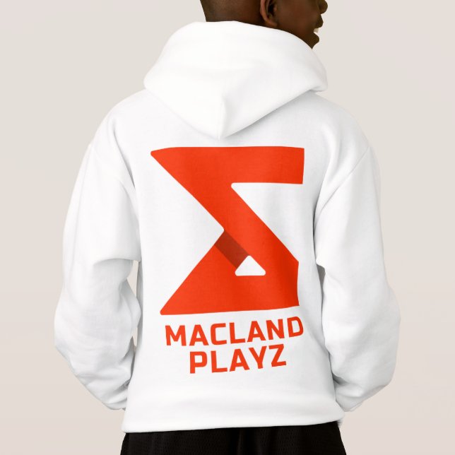 Macland Playz oficial Merch Unisex White Hoodie (Reverso)