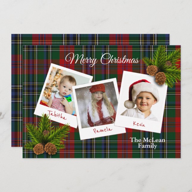 MacLean Clan Plaid Navidades tarjeta multifoto (Anverso / Reverso)