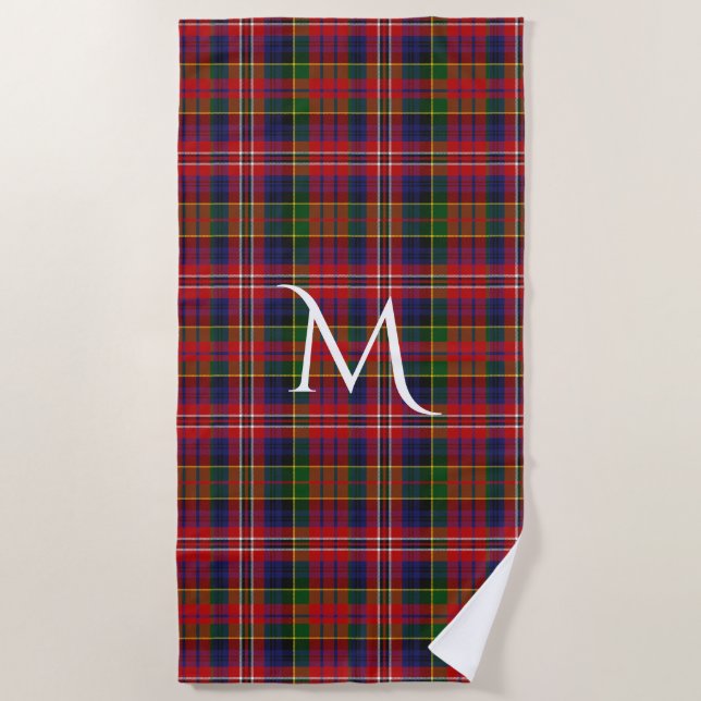 MacPherson Clan Tartan Plaid Monogram Beach Toalla (Anverso)