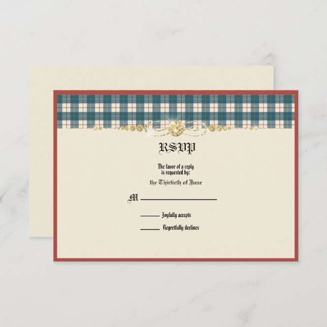MacRae Conchra Tartan Wedding RSVP (Anverso / Reverso)