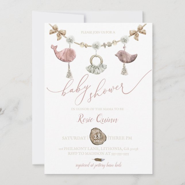 Macrame de Invitación a Baby Shower de Boho Baby S (Anverso)