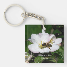 Macro Foto de Flor de Manzano y Abeja | Llavero de