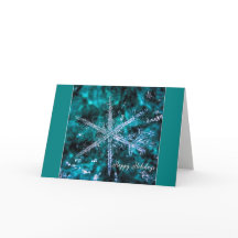 Macro foto de Snowflake Tarjeta de vacaciones feli