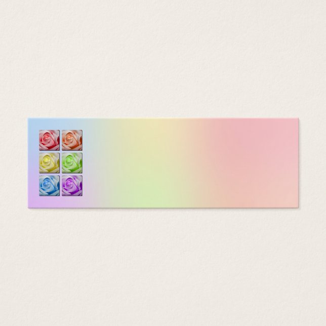 Macro tarjeta de nombre de lugar de Rosas arcoiris (Frente)