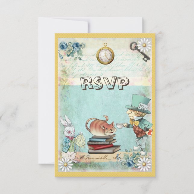 Mad Hatter & Cat RSVP trae un libro de Baby Shower (Anverso)